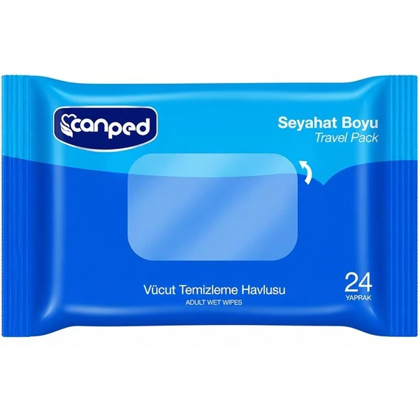 Canped Yetişkin Vücut Temizleme Islak Mendil Havlu 24 Yaprak Seyahat Boy Travel Pk ürün görseli 1