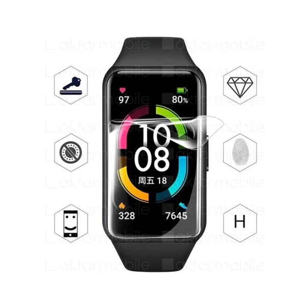 Huawei Band 6 İle Uyumlu Ön Darbe Emici Ekran Koruyucu Nano Cam (4 Adet) ürün görseli 1