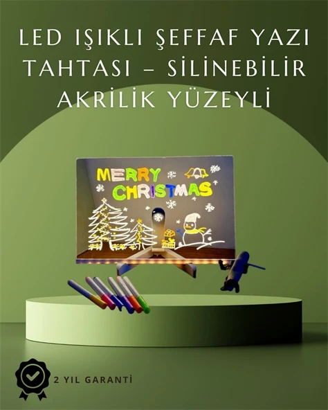 Şık Ve Modern Led Pano – Neon Işıklı Silinebilir Akrilik Yazı Tahtası, 7 Renkli Kalem Dahil ürün görseli 1