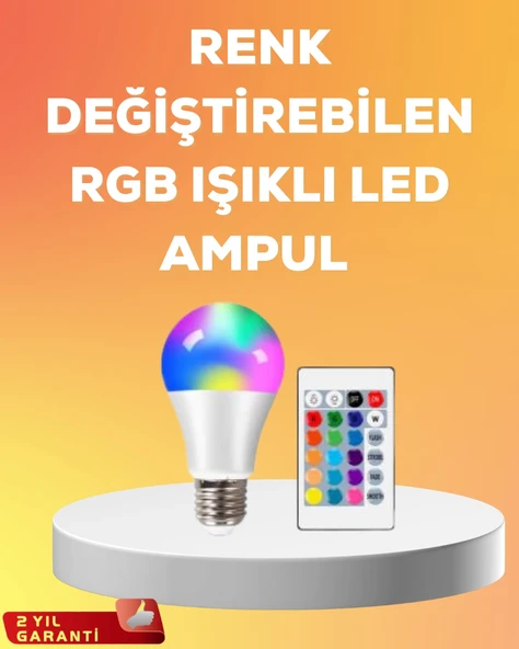Rgb Uzaktan Kumandalı Led Ampul 16 Renk A Kalite 2025 Model Orijinal ürün görseli 1
