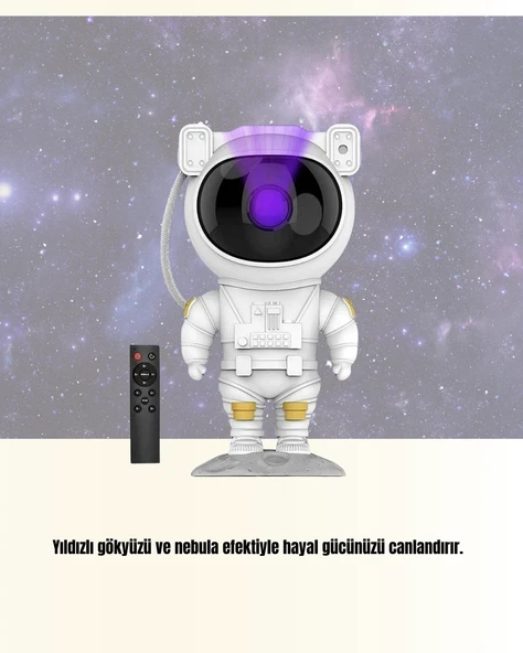 Bluetooth Ve Dahili Ses Özellikli Astronot Projeksiyon Lambası - Resim 4
