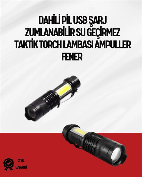 Mini Boy Led El Feneri - 2000 Lümen, Su Geçirmez Tasarım ürün görseli 1