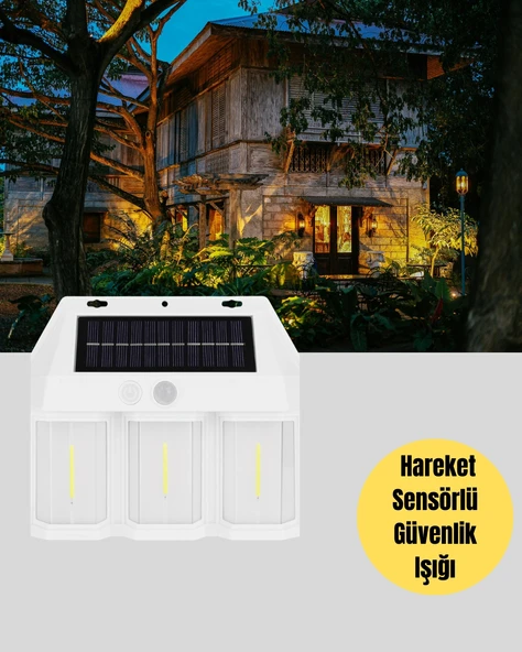 Suya Dayanıklı Solar Duvar Lambası – Akıllı Gece Sensörlü Işık - Resim 4