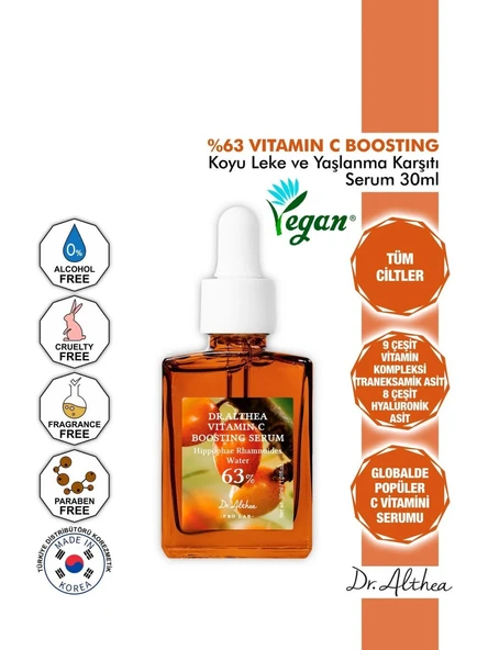Dr. Althea %63 Vitamin C Boosting Serum - Traneksamik Asit Içeren Leke ve Yaşlanma Karşıtı - 30ML ürün görseli 1