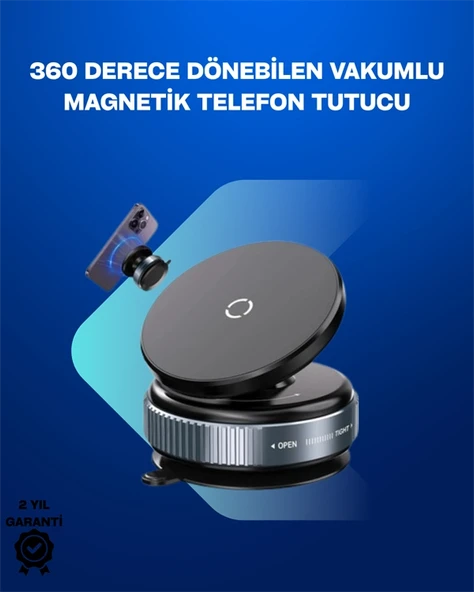 Güçlü Manyetik Tutuşlu 360° Döner Araç Telefon Tutucu – Vakumlu Montajlı ürün görseli 1