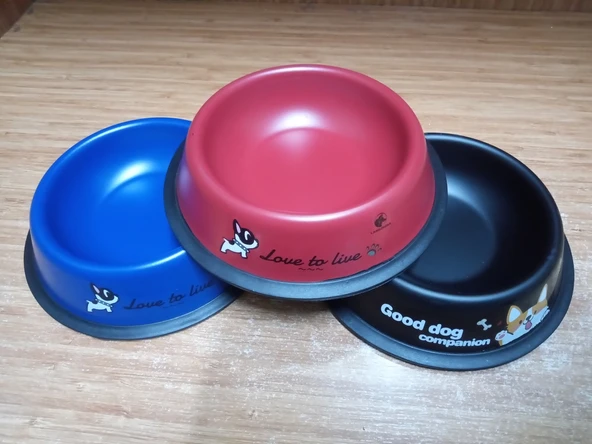 Renkli Çelik Mama Kabı KAYDIRMAZ TABAN 16 Cm KARIŞIK RENK 1 ADET ürün görseli 1
