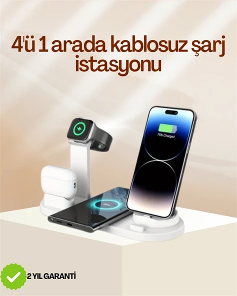 4 Cihazı Aynı Anda Şarj Edebilen Kablosuz Şarj İstasyonu – Çok Yönlü Ve Pratik Tasarım ürün görseli 1