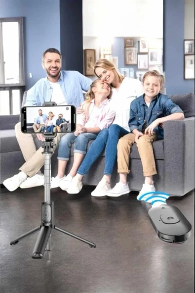Kumandalı Tripod Telefon Tutucu Selfie Çubuğu 360 Derece Dönebilen ürün görseli 1