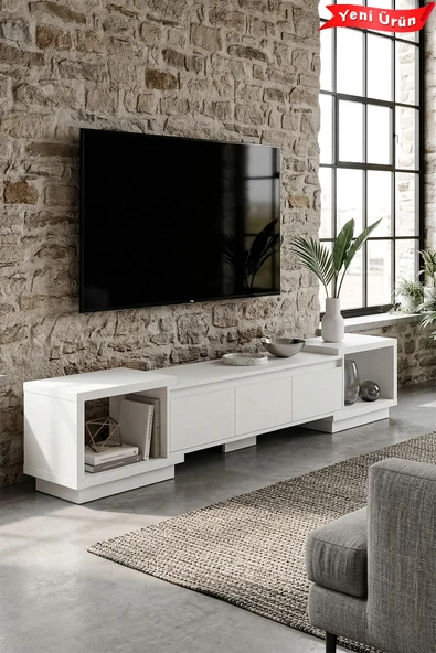 Vista Ayarlanabilir TV Ünitesi 160-270 cm - Uzayabilen TV Sehpası Beyaz ürün görseli 1