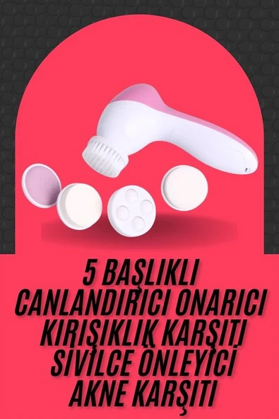 Cilt Temizleme Ve Masaj Aleti 5 Başlıklı Akne Ve Sivilce Önleyici ürün görseli 1