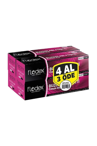 Flodex Buzdolabı Poşeti 4 Al 3 Öde Orta Boy 20'li ürün görseli 1