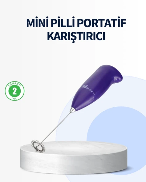 Mini Pilli Portatif Karıştırıcı – Cappuccino, Latte, Frappe ve Kahve Köpürtücü ürün görseli 1