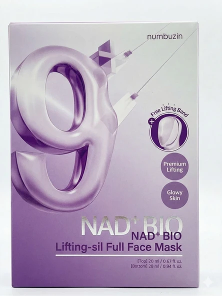 Numbuzin No.9+ Nad+ Bio Lifting Full Face Mask Peptid & Kolajen Destekli Iki Parçalı Yüz Şekillendirici Maske + Lifting Band Kore Cilt ürün görseli 1