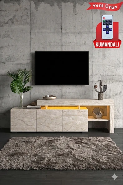 Luma Led Işıklı TV Ünitesi 160 cm - Modern TV Sehpası ürün görseli 1
