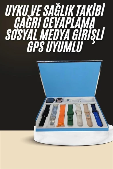 7 Kordonlu Unisex Akıllı Saat Çoklu Kordon Seçeneği Amoled Ekran ürün görseli 1