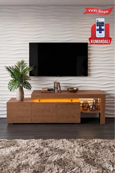 Luma Led Işıklı TV Ünitesi 160 cm - Modern TV Sehpası ürün görseli 1