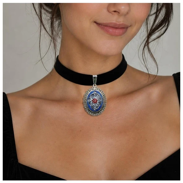İznik Çini Desenli El Yapımı Vintage Choker ürün görseli 1