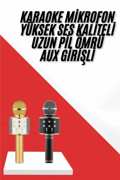 Karaoke Mikrofon Dahili Hoparlörlü Sd-usb-aux Girişli Bluetooth Hoparlör ürün görseli 1
