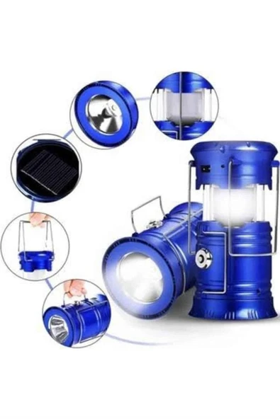 Kamp Lambası Solar Şarjlı Kızaklı Kamp Feneri Led Lamba Işıldak ürün görseli 1