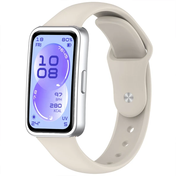 Huawei Band 11 Ve Band 11 Pro Uyumlu Klasik Silikon Kordon Yumuşak Soft Spor Saat  Starlight ürün görseli 1