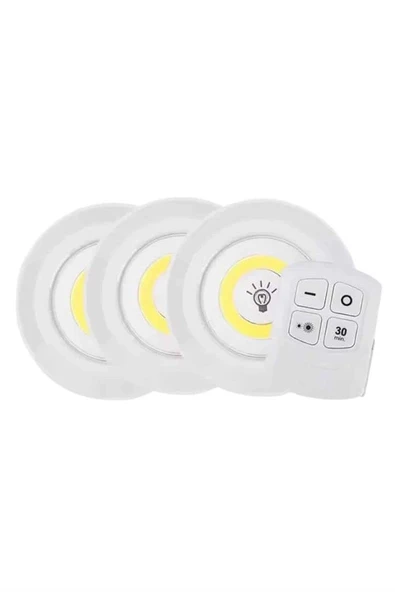 Led Lamba 3'lü Uzaktan Kumandalı Yapışkanlı ürün görseli 1