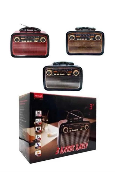 Nostaljik Görünümlü Ahşap Radyo Tf Sd Usb Girişli Led Fener Işıklı ürün görseli 1