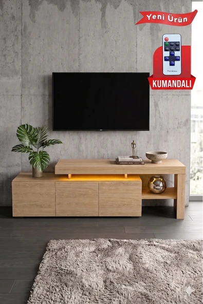 Luma Led Işıklı TV Ünitesi 160 cm - Modern TV Sehpası ürün görseli 1