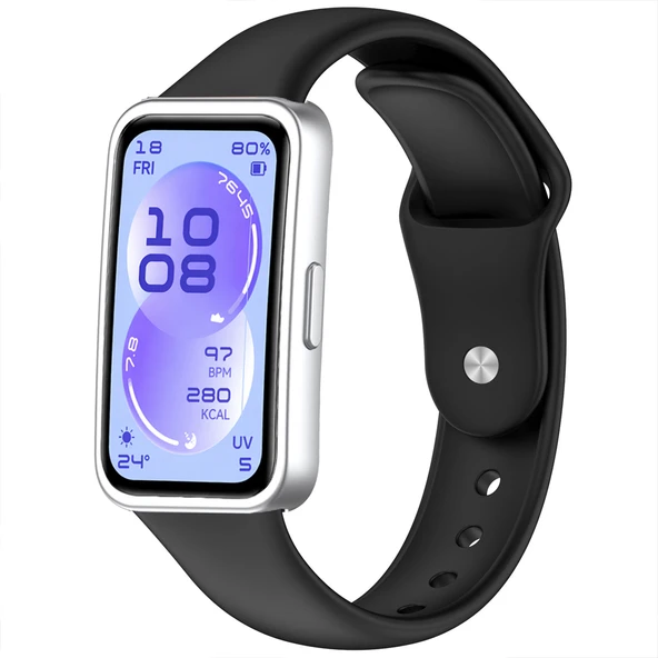 Huawei Band 11 Ve Band 11 Pro Uyumlu Klasik Silikon Kordon Yumuşak Soft Spor Saat  Siyah ürün görseli 1