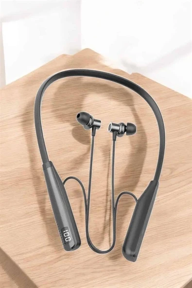 Boyun Askılı Bluetooth Kulaklık Uzun Şarj Süreli Dijital Göstergeli Kablolu ürün görseli 1