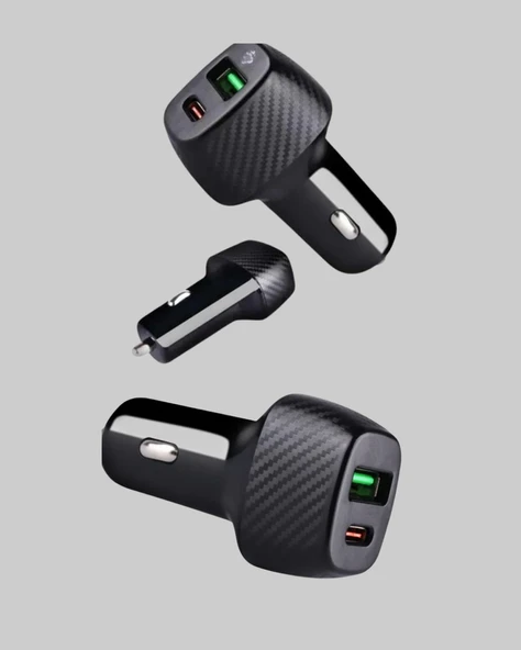 Araç Tipi Hızlı Şarj Adaptörü Type-c Pd Usb Çift Port Kompakt - Resim 4