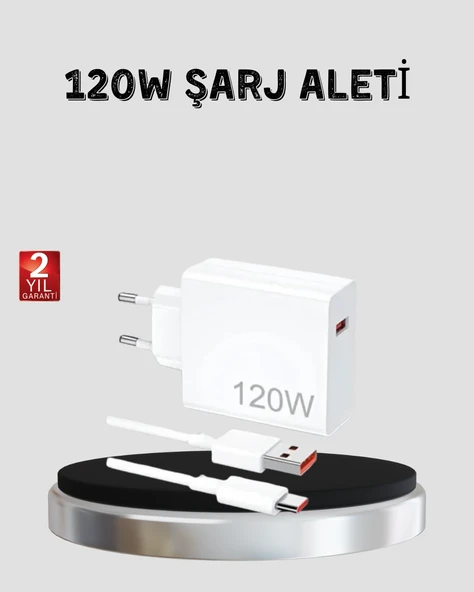 120w Hızlı Şarj Başlığı Ultra Güçlü Type-c Adaptör Kablo Dahil ürün görseli 1