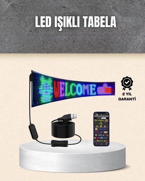 Rgb Kayar Yazılı Led Reklam Ekranı – Usb Bağlantılı Esnek Tasarım ürün görseli 1