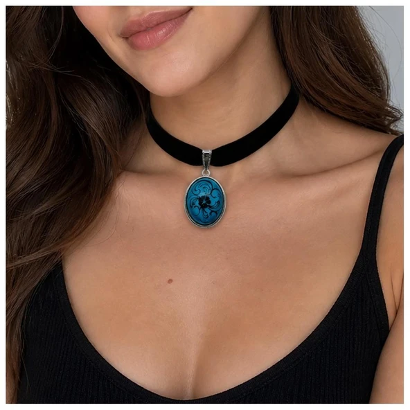 İznik Çini Desenli El Yapımı Vintage Choker ürün görseli 1