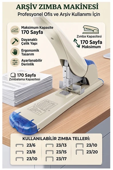Büyük Boy Zımba Makinesi 1 Adet Kangaro Ds-23S20FL Arşiv Tipi Zımba Makinası 170 Yaprak Kapasiteli Zımba Teli Kollu ürün görseli 1