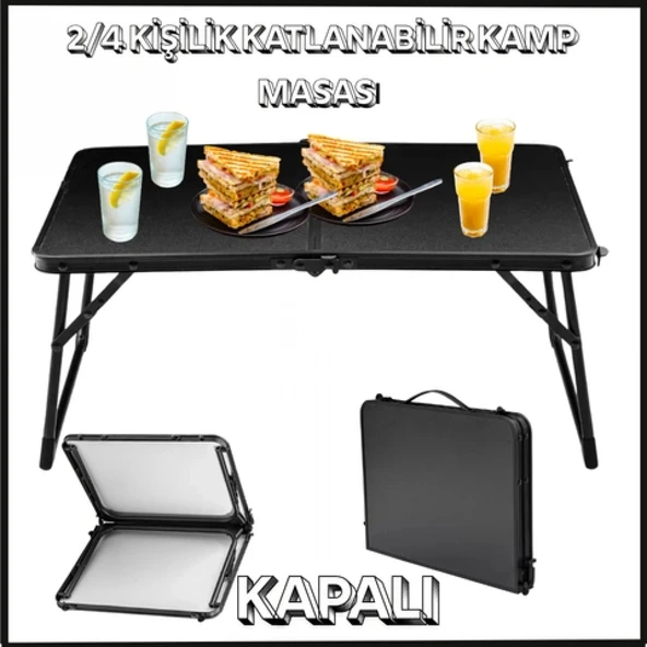 Uyguna-Yakala Siyah 2/4 Kişilik Katlanabilir Kamp Masası - Yükseltme Mini - 1256A ürün görseli 1