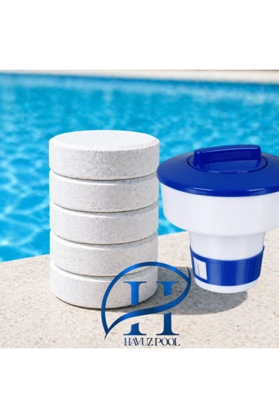 Hvz Kimya %90’lık 5'li Multitablet Klor (1kg) ve Dispenser (Klor dağıtıcılı) ürün görseli 1