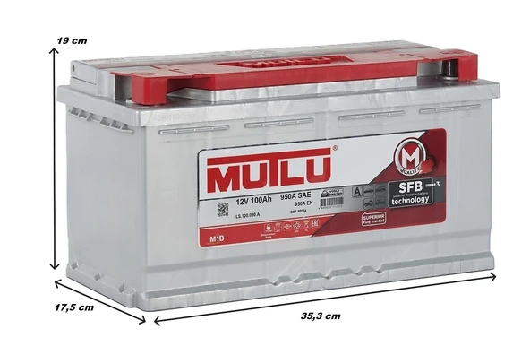 Mutlu Sfb 12 V 100 Ah 950 A Akü - Resim 2