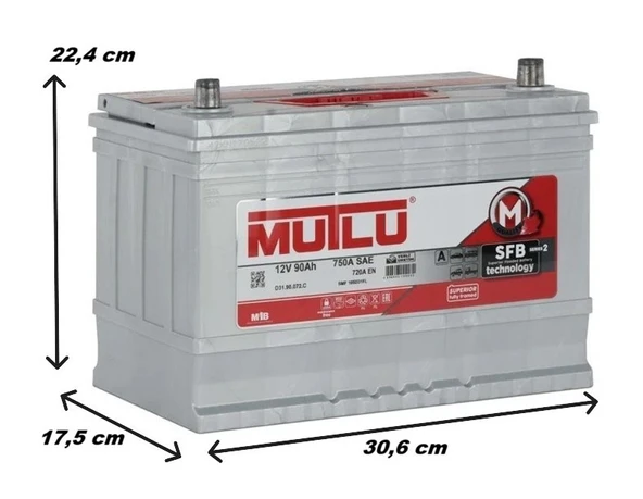 Mutlu 12 V 90 Ah 750 A Akü - Resim 2