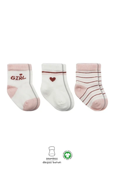 3'Lü Penye Boy And Girl Soket Çorap BS10114 Pembe ürün görseli 1