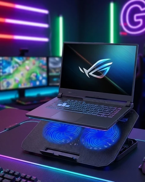 Çift Fanlı Laptop Soğutucu Stand 17 İnç Uyumlu 8 Kademeli Ayarlı Usb Girişli ürün görseli 1