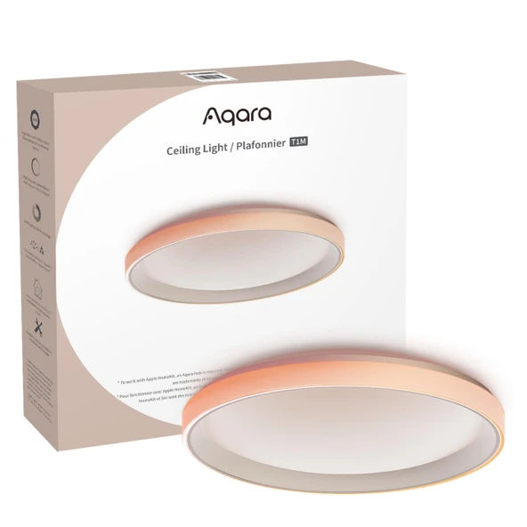 Aqara LED tavan lambası T1M, Zigbee 3.0 Hub gerektirir, degrade efektli ve 16 milyon renkli RGB+IC, 40W 3450lm, 2700-6500K, HomeKit, Alexa, Google, Matter over Bridge'i destekler ürün görseli 1