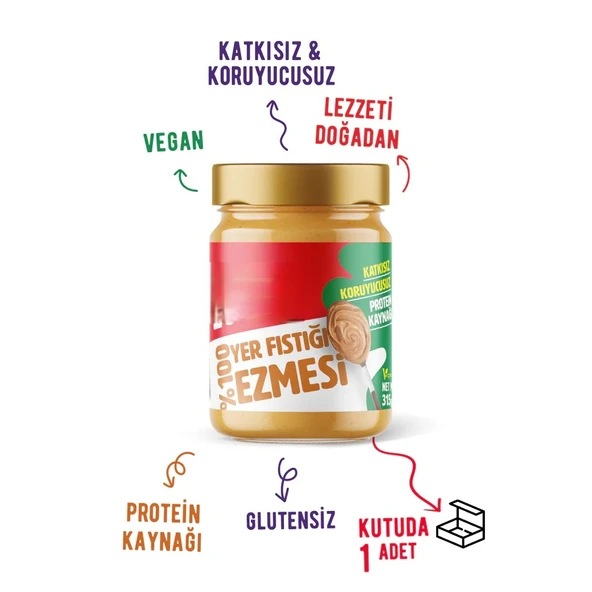 %100 Yer Fıstığı Ezmesi 315 Gr ürün görseli 1