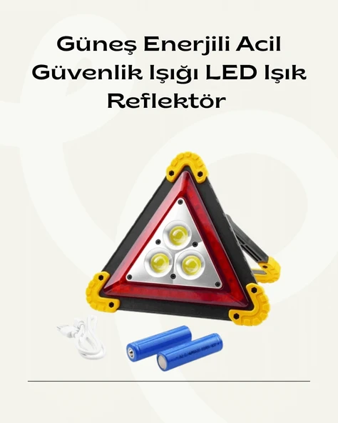 Solar Şarjlı Üçgen Led Park Ve İkaz Lambası ürün görseli 1
