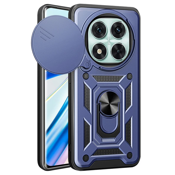 Newface Xiaomi Redmi Note 14 Pro 4G Kılıf Pars Lens Yüzüklü Silikon - Lacivert ürün görseli 1