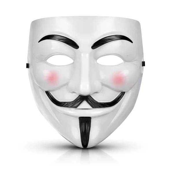 V Mask Premium Vendetta Beyaz Maske (Guy Fawkes Stil) ürün görseli 1