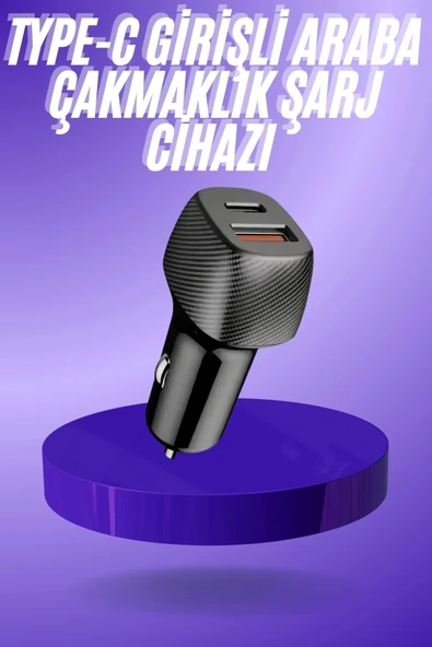 38w Usb Type-c Girişli Oto Çakmaklık Araç İçi Hızlı Şarj Çakmaklık Şarj Aleti ürün görseli 1