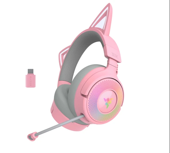 Razer Kraken Kitty V3 Pro - Oyun için Kablosuz RGB Kitty Kulaklık - Reaktif Akışlı Kedi Kulakları - Triforce 40mm Sürücüler - Hyperspeed Kablosuz ve Bluetooth - THX Spatial Audio | Kuvars ürün görseli 1