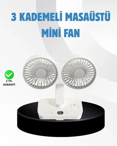 Sessiz Çalışan Usb Şarjlı Çift Kafalı Masaüstü Fan – Ev Ve Ofis İçin ürün görseli 1