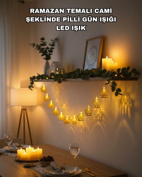 Ramazan Bayram Süslemesi İçin Led Işık Cami Figürlü Dekoratif Tasarım ürün görseli 1