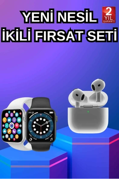 3.nesil Tws Bluetooth Kulaklık Ve Dokunmatik Ekran Akıllı Saat Sesli Görüşme ürün görseli 1
